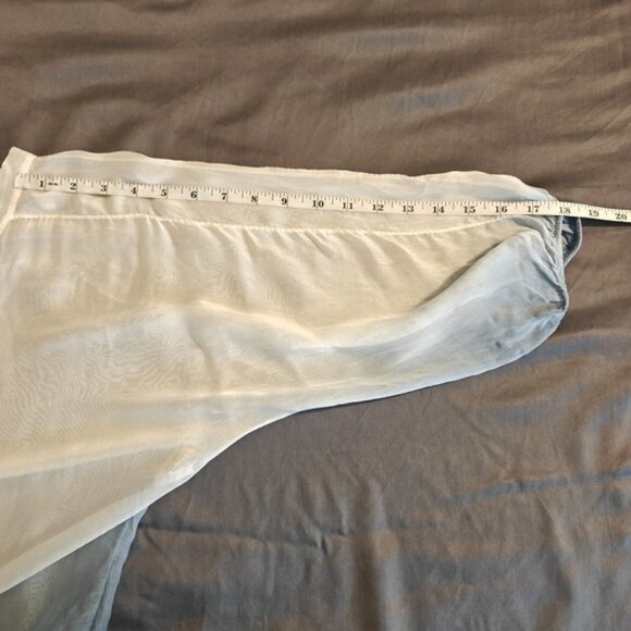 Made In Italy White & Blue Ombre Button Front Silk Viscose Blend Tunic One Size - Picture 6 of 9